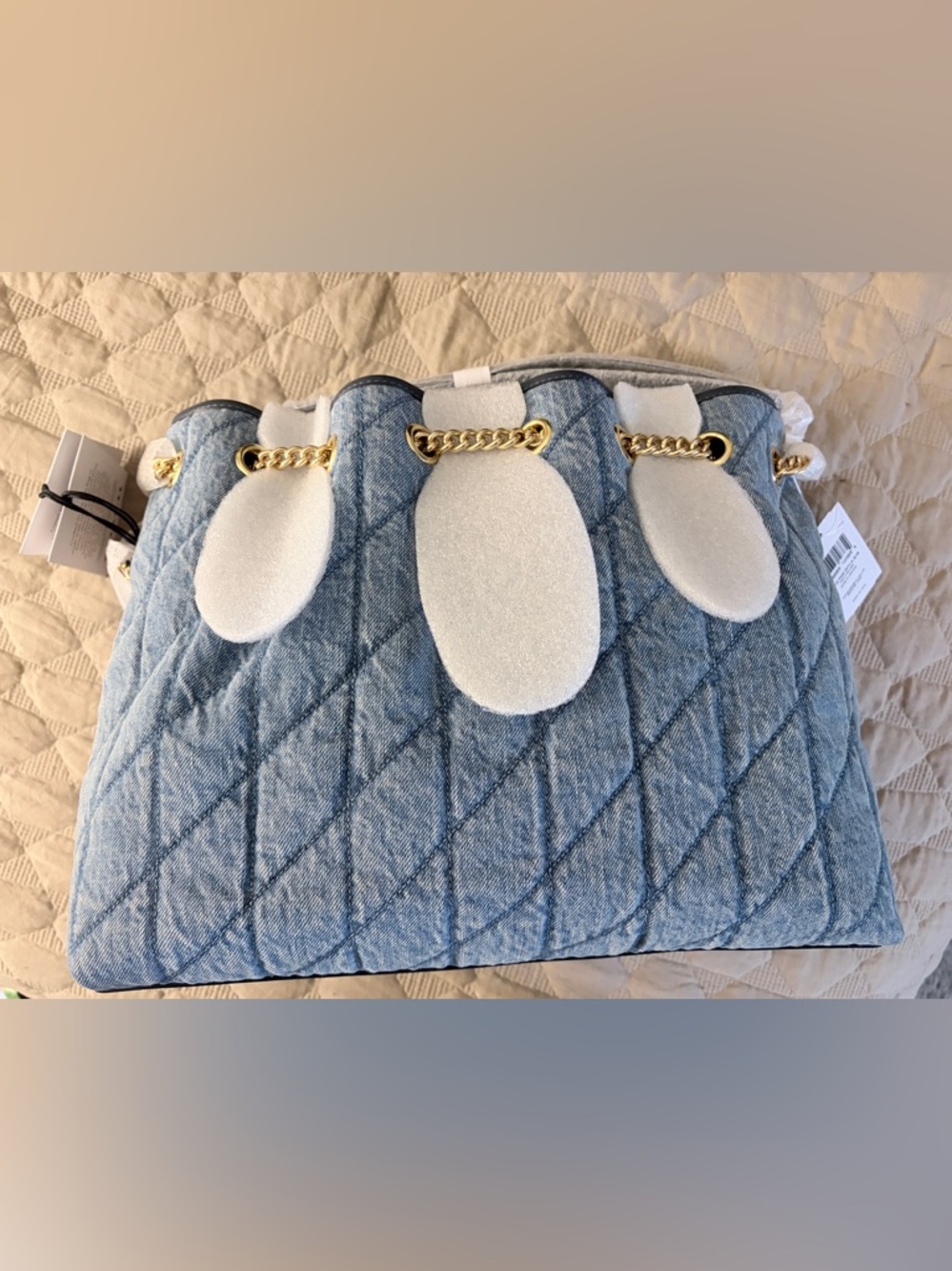 Coach Evelyn Denim Shoulder Bag in Regenerative Cotton with Quilting - Picture 6 of 6